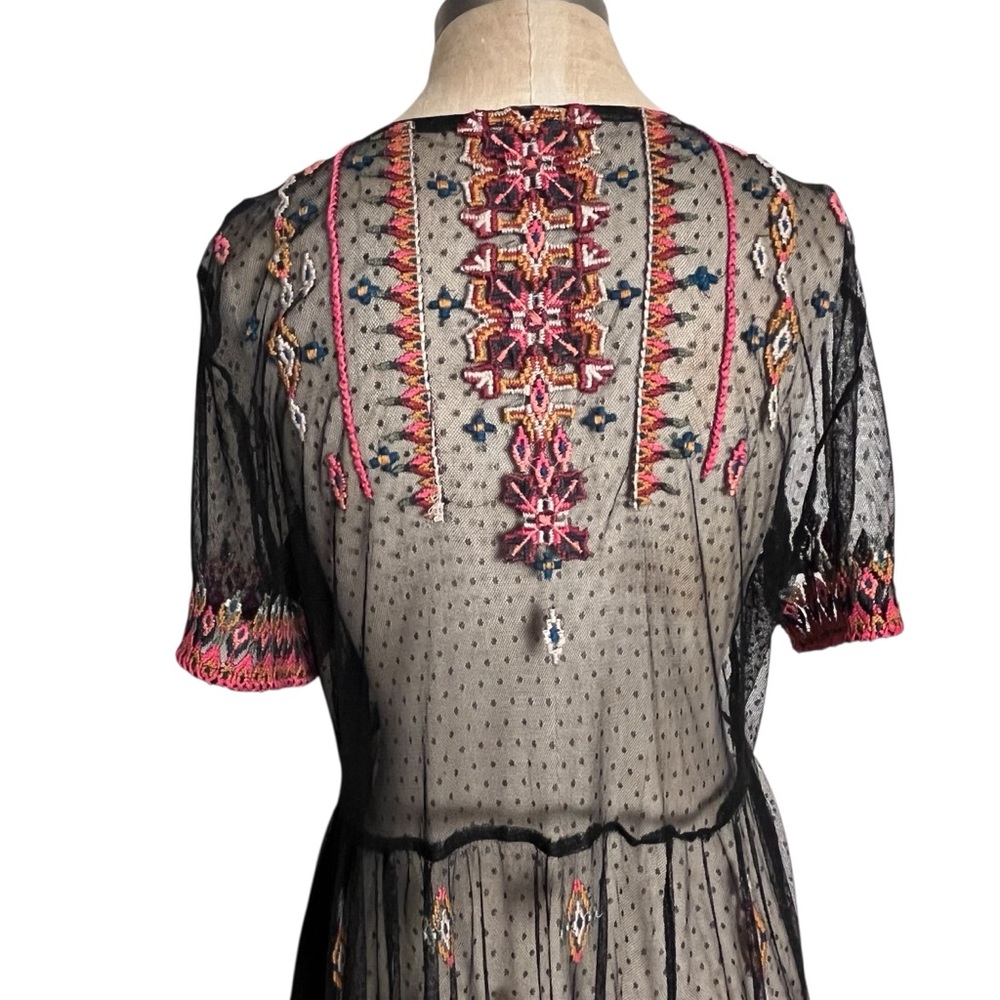 Sundance Dreamy Destinations Black Swiss Dot Embroidered Maxi Boho Dress — XL - Picture 10 of 14